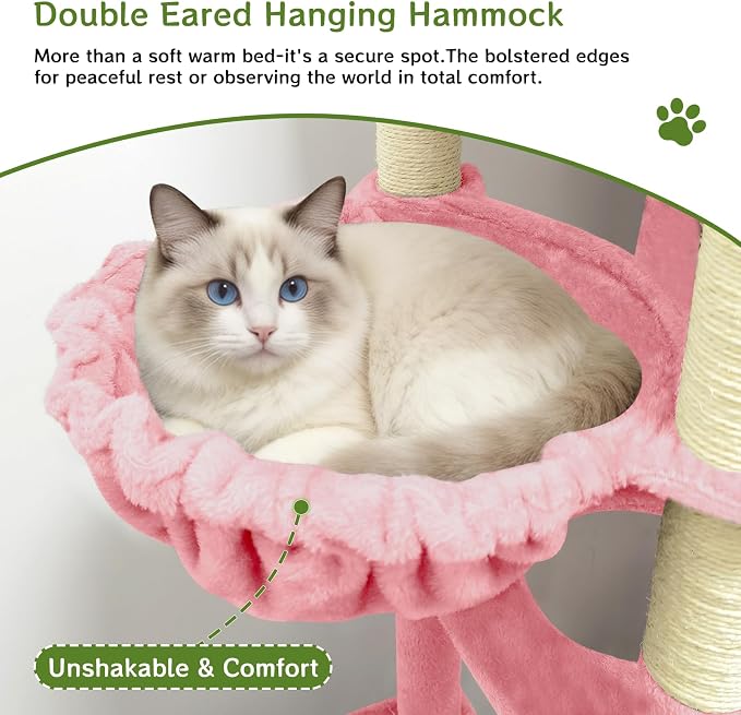 Multi-Level Cat Tree with 2 Cozy Condos, 89" Tall Cat Tower for Large Cats, Heavy Duty, Scratch Posts & Perches (Pink)