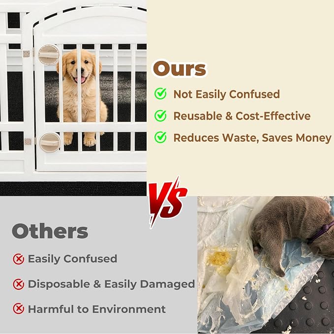 Dog Crate Mat, 43 in X 43 in Dog Playpen Mat Kennel Mat | Waterproof Non-Slip Reusable Washable Floor Protector Extra Large cages Puppy Pee Pad for Under Dogs Crate Black