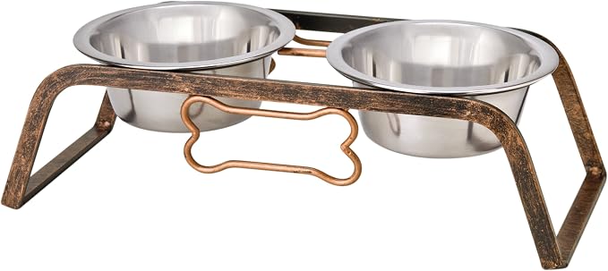 Loving Pets Elevated Dog Bowls – Raised Stainless Steel Dog Bowls with Steel Stand – Non-Skid, No Spill Feeder for Small, Medium & Large Dogs – Easy to Clean, Durable Raised Dog Feeding Station