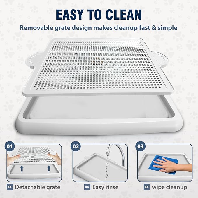 Dog Potty Tray with Raised Mesh – No More Wet Paws or Mess – Leak Proof Pee Pad Holder for Indoor Puppy Training – Easy Clean, Anti-Slip – Alpha Dog Series (22” x 17”)
