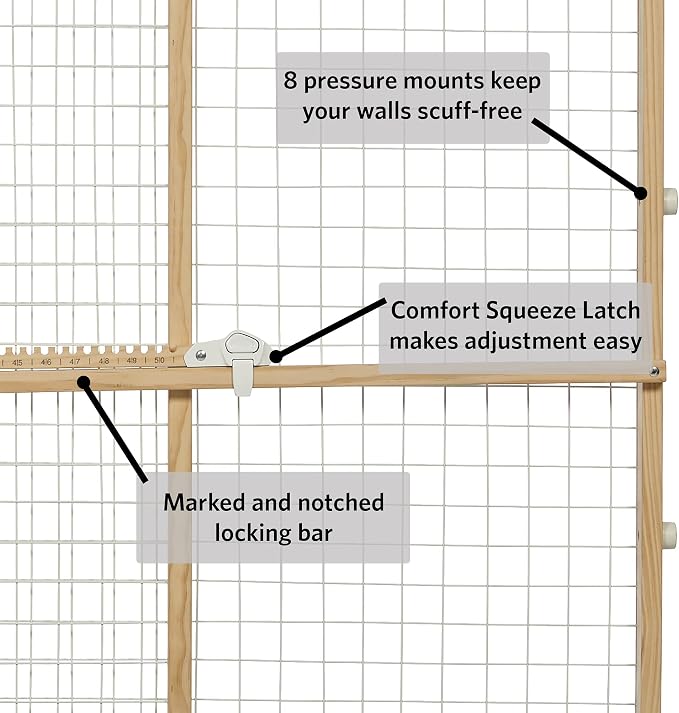 MidWest Homes for Pets Wire Mesh Pet Safety Gate, Dog Gate Expands From 29 - 50 Inches Wide, 44 Inches Tall, Wood, Powder Coated Wire
