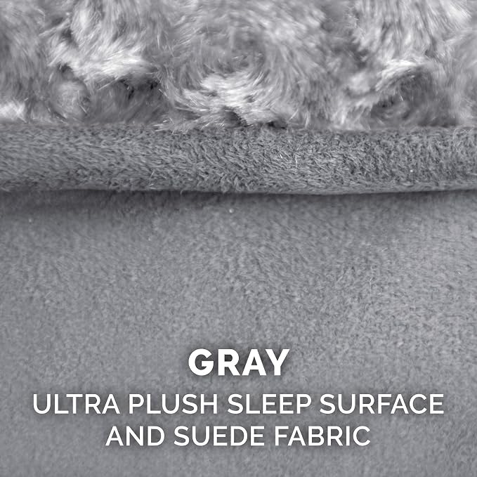 Furhaven Replacement Dog Bed Cover Ultra Plush Faux Fur & Suede Contour Luxe Lounger, Machine Washable - Gray, Jumbo (X-Large)