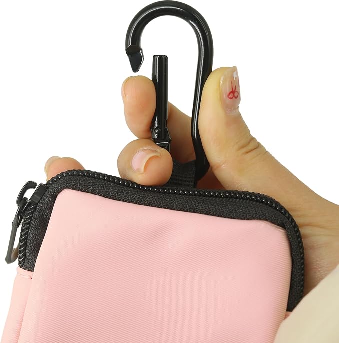 Dog Treat Pouch Pocket Sized Pet Puppy Training Pouch for Dog Training Behavior Aids, Waterproof Nylon Fabric Dog Poop Bag Holder, Hands Free Dog Walking Bag with Metal Carabiner (Pink)
