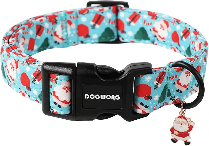 DOGWONG Christmas Santa Dog Collar- Cute Blue Christmas Penguin Dog Collar for Small Medium Large Dogs S
