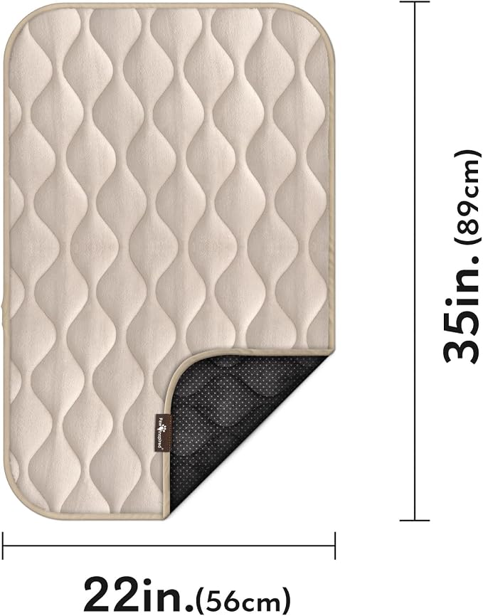 Paw Inspired Washable Padded Crate Mats for Dogs, Beige, 35x22 Inch | Fits 36-inch Kennels, Leakproof, Waterproof Bottom, Plush Dog Pad, Pet Bed