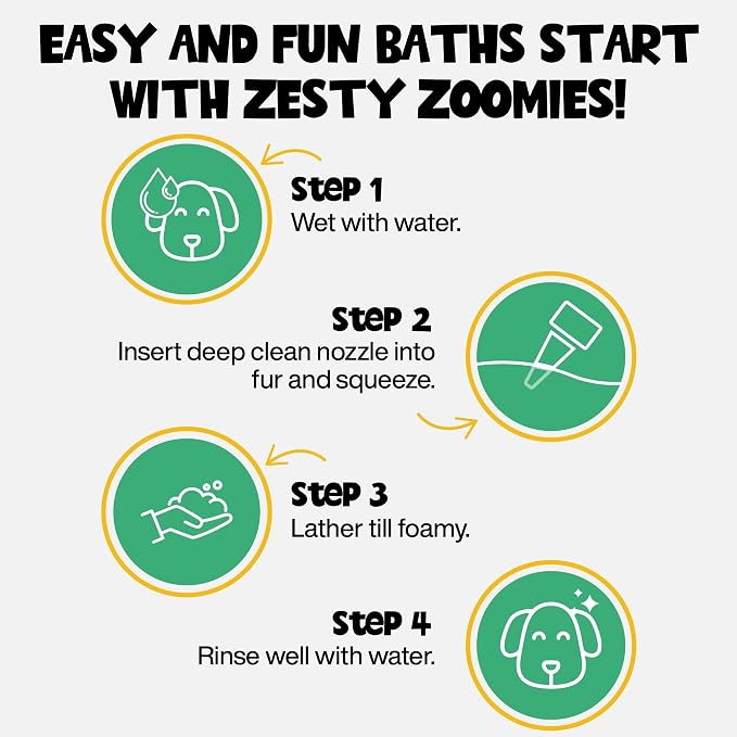 Anti Itch Dog Shampoo & Conditioner, Zesty Zoomies | Probiotic Hypoallergenic Formula - Zesty Zoomies Scent - Itchy Skin Relief for Smelly Dogs - 3-in-1 Moisturizing Wash