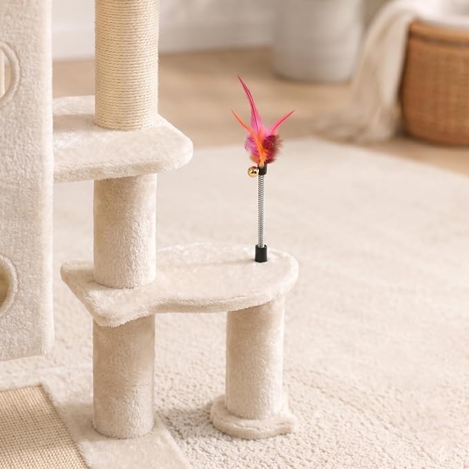 HUITREE 45in Cat Tree Tower with Big Condo for Indoor Cats,Cat Tower with Scratching Post,Scratching Board and Cat Toys,Multi-Level,Small Space,Transformer Cat Tree (336B)