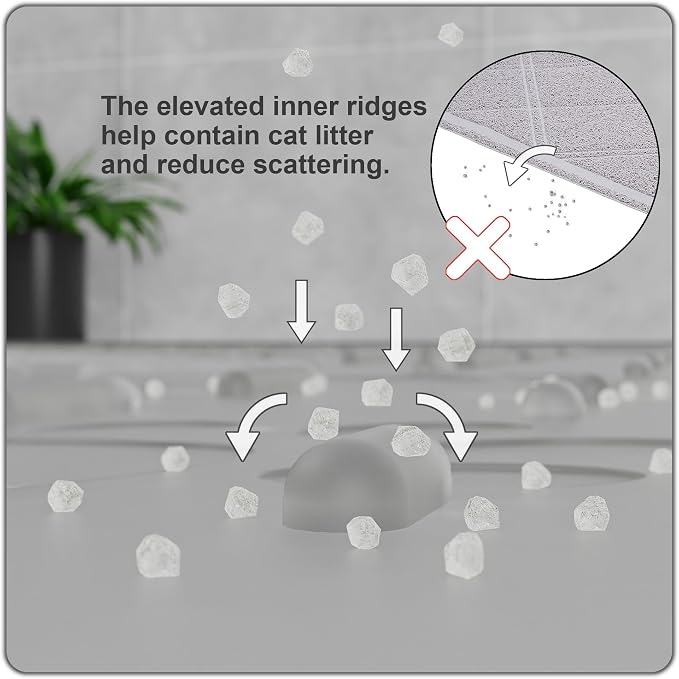 OHMO Large Cat Litter Mat, 31.5x23.6 Semi Transparency, Premium Silicone Rubber, Waterproof & BPA-Free, Traps Litter, Easy to Clean, Keeps Floors Tidy