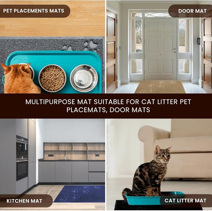 Andalus Large Cat Litter Mat, Pack of 1 - Waterproof, Non-Slip & Easy to Clean Cat Litter Box Mat for Extra Efficient Pet Litter-Trapping, Brown (30” X 18”)