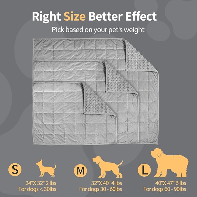 LaSyL Weighted Blanket for Pets | Thunder Blanket for Dogs Anxiety | Premium Soft Minky | Relaxation & Calming & Anti Anxiety | Used in Car, Bed, Couch | Dark Grey, Washable Large (40"x47")