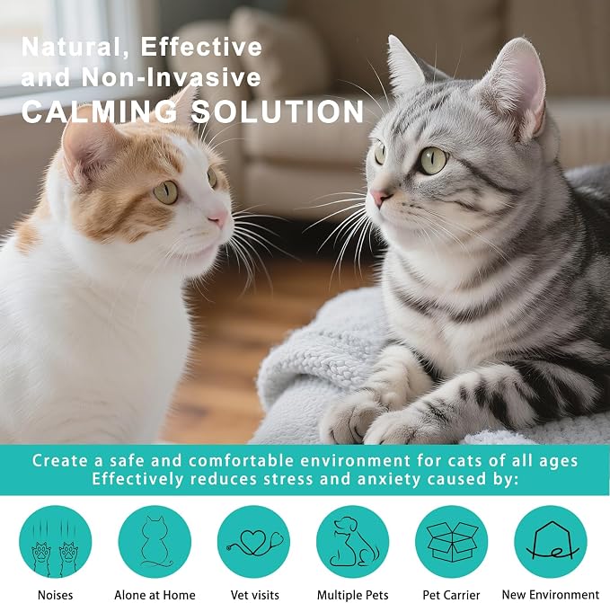 Cat Pheromones Calming Diffuser, Premium Pheromone Diffuser for Cats - Cat Pheromones Diffuser - Cat Calming Diffuser - Cat Calming Pheromone Diffuser (2 diffusers+ 4 Refills)