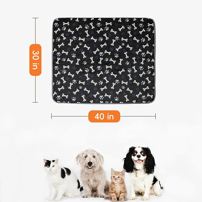 Waterproof Dog Blankets Pet Blanket, 30"x40" Cat Blanket for Indoor Cats, Soft Fluffy Sofa Car Bed Protector, Reversible Sherpa Fleece Puppy Blanket for Small Medium Dogs(Navy Paws)