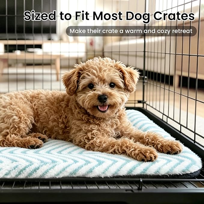 Mora Pets Dog Crate Pad Washable Cat Dog Bed for Crate Flat Pet Kennel Mat | Soft Dog Cat Bed Mat, Puppy Crate Pad for Dog Cages Cozy Sleeping Liner, Cute Pet Pillow Cushion Anti Slip Small Blue 24 x 18