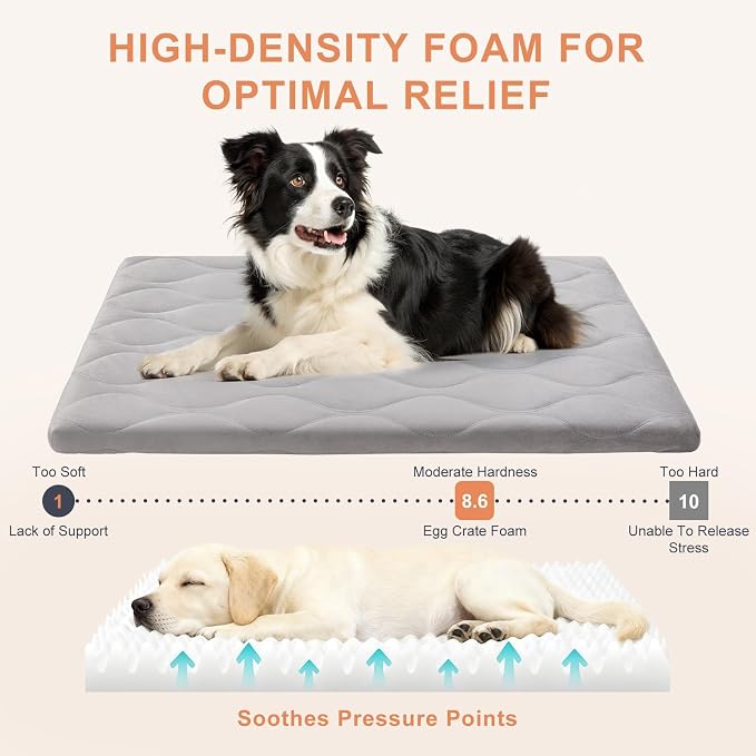 BEAUTYZOO Dog Crate Pad Washable Ultra Soft Pet Kennel Mat XLarge, 48" Gray | Ultra Soft Crate Pad,Anti-Slip Bottom,Waterproof Lining Protects Floors & Furniture,Comfortable Cozy Mats for Cage Car Travel