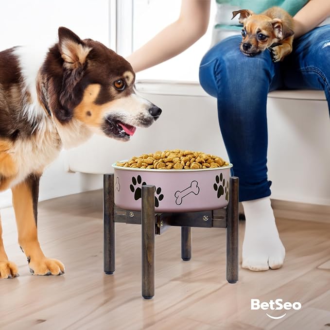 Dog Bowl Stand for Water/Food - Adjust with Lock - Dog Water Fountain Holder, Elevates Pet Food and Water Feeder Bowls (Bowl not Included) (1Pack - (Height 10.3in, Width 8-11.2in))