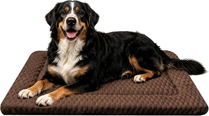 Dog Bed Mat - Dog Crate Pad - Reversible Mat for Pet Comfort - Soft Bed Crate Pads for All Seasons - Durable, Machine Washable Mat for Crates, Travel, and Home (Dark Brown, 35" L*23" W*1.5" Th)