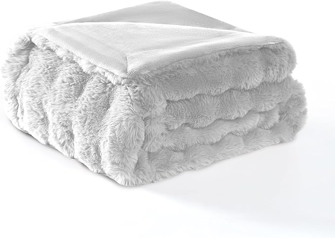 Modern Threads Water-Resistant Faux Rabbit Fur Pet Blanket for Dogs & Cats – Ultra-Soft Couch, Bed & Crate Protector, 40x50 Light Grey