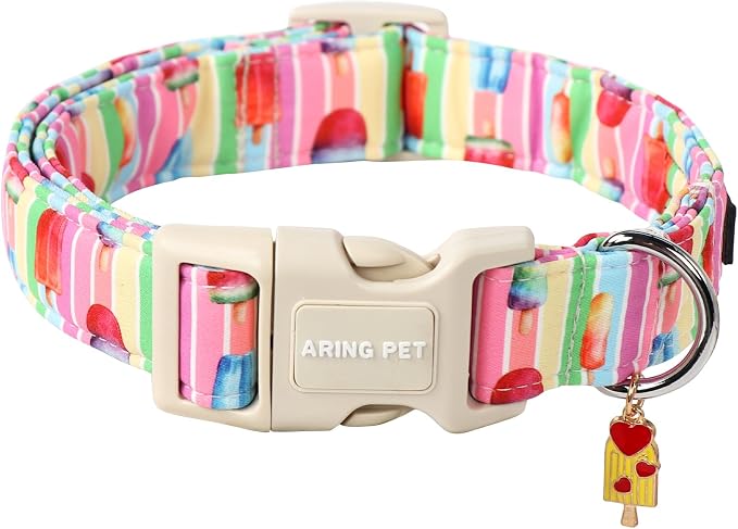 ARING PET Summer Dog Collar - Cute Popsicle Design, Adjustable Multicolor Ice Cream Collar for Small, Medium, Large Dogs