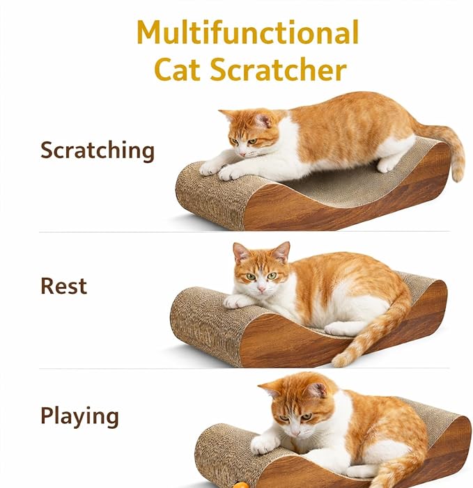 Simple Delxue Horizontal Cat Scratcher Pad, 23.6" Large Cat Scratcher Cardboard Lounge Bed, 100% Recyclable & Reversible Durable Cat Scratching Board