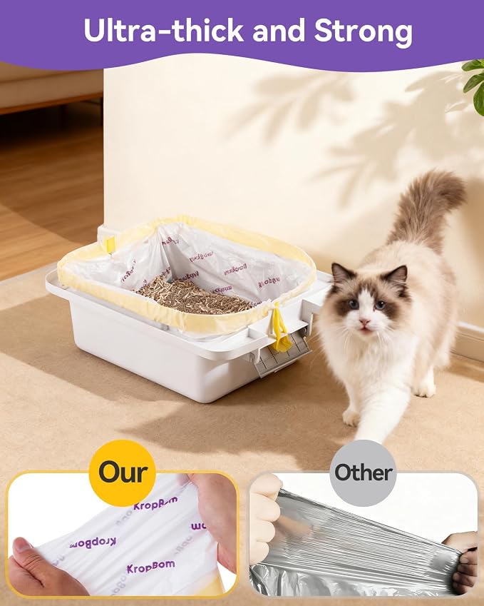 180 Count Automatic Cat Litter Box Liners Compatible with PetPivot AutoScooper 11/12 and Similar Open Top Self Cleaning Litter Box, Heavy Duty Cat Litter Bags Liners with Drawstring, 25.19" x 11.8"