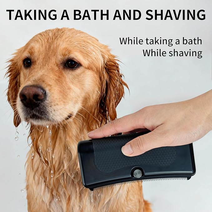 Pet Deshedding Brush for Dogs Cats Rabbits Horses, Gentle Grooming Tool | Effectively Removes Undercoat & Loose Hair & Matted Fur with Ergonomic Handle