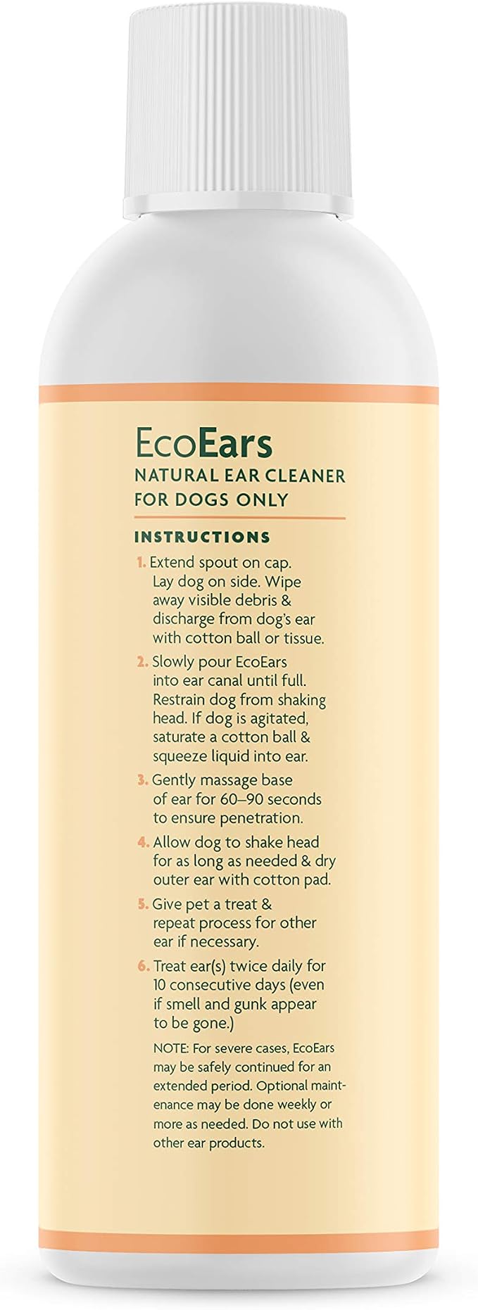 EcoEars Dog Ear Cleaner – Natural Multi-Action Formula for Ear Infection, Bad Discharge & Odor – Removes Foreign Matter & Cleans Difficult Ears - 8fl oz.