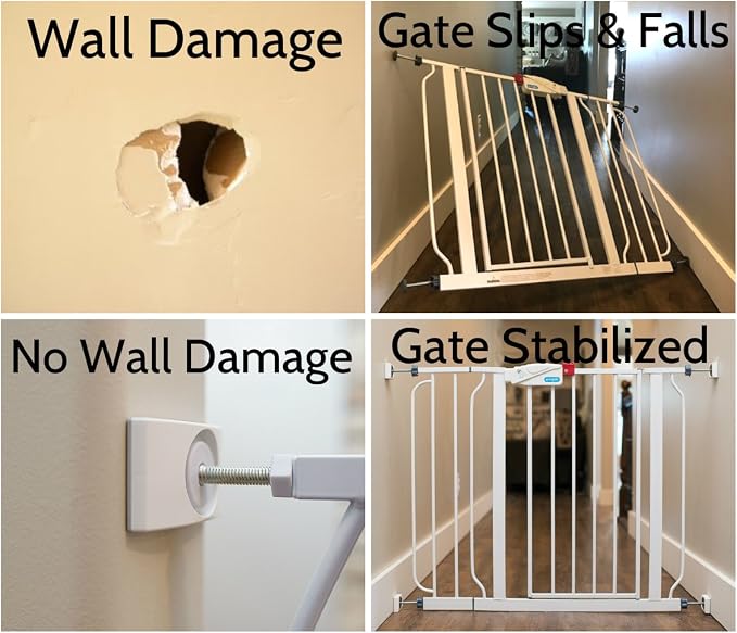 Wall Nanny - Dog Gate Wall Protector (Made in USA) Protects Walls and Doorways from Pet Gates - for Pressure Mounted Indoor Safety Baby Gates (4 Pack) White
