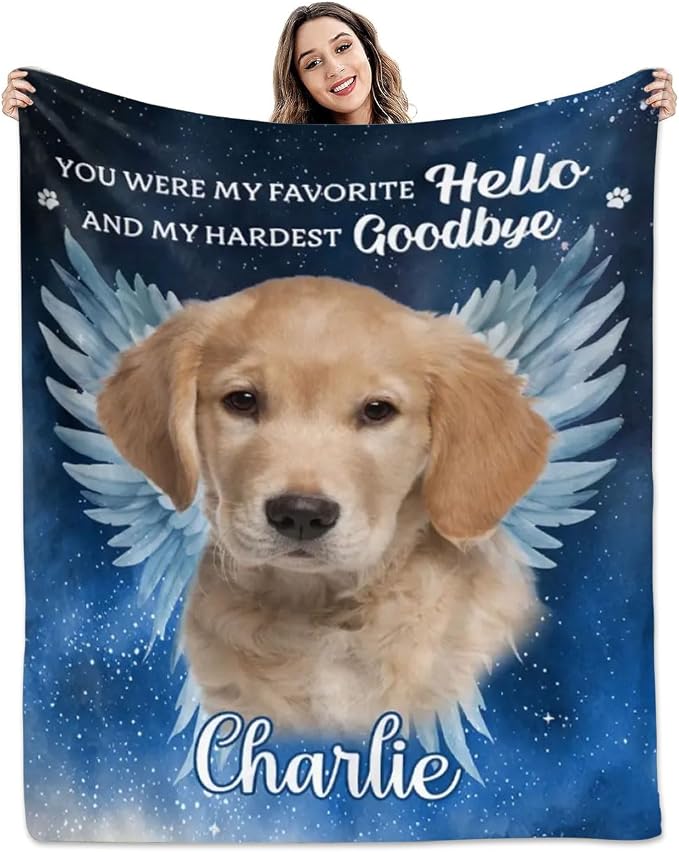 Pamaheart Custom Dog Face Blankets, Personalized Pet Photo Blanket, Fleece Dog Blankets, Customized Photo Throws, Dogs Dad Gifts, Pet Lover Gifts, Memorial Gift /39