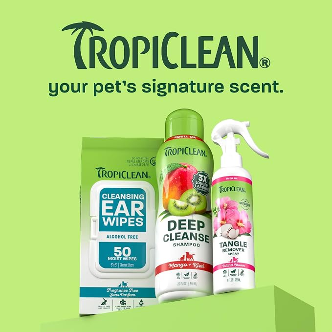 TropiClean Mango & Kiwi Dog Shampoo, 3X Longer Lasting Scent, 20oz