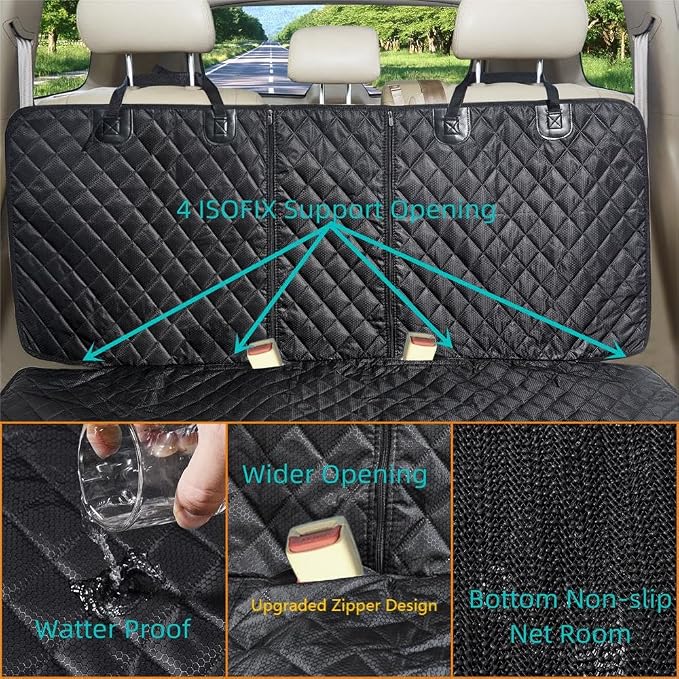 ANOSOSPECIAL Dog Car Seat Cover for Back Seat, Waterproof X Large Rear Seat Protector for Pet Auto SUV Truck (XL, Black)