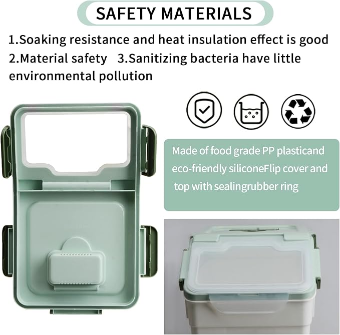 Large Flour Storage Container Bin 25lb, 4Pack Airtight Rice Storage Containers with Wheels Seal Locking Lid, BPA Free with Measuring Cup&Scoop for Flour, Rice, Grain(Green)