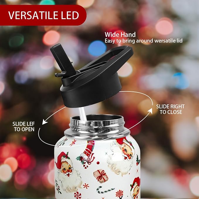 30 oz Christmas Santa Flip Tumbler with lid and Straw CoffeeTravel Mug Cup Water Botter,Christmas Gifts for Women,Christmas Stuff Decor Accessories