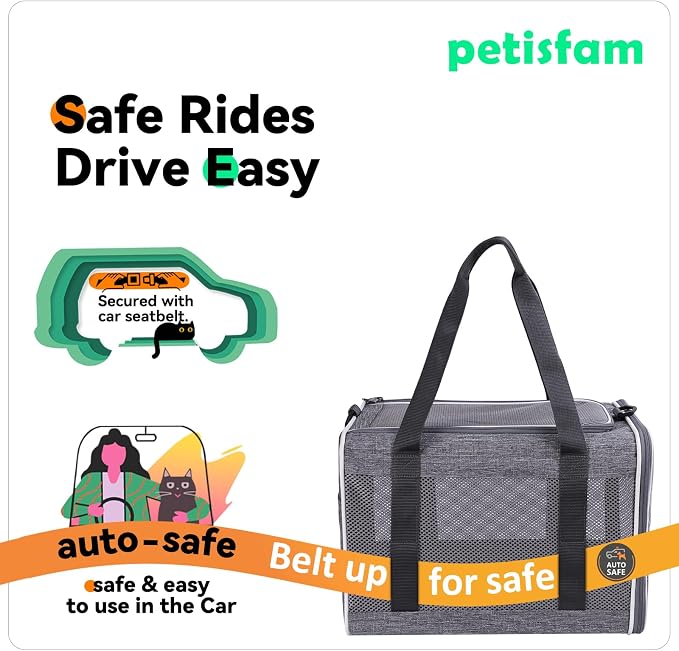 Soft Pet Carrier Bag for Cats and Puppy Under 20 lbs. Sturdy, Safe, Comfortable and Lightweight