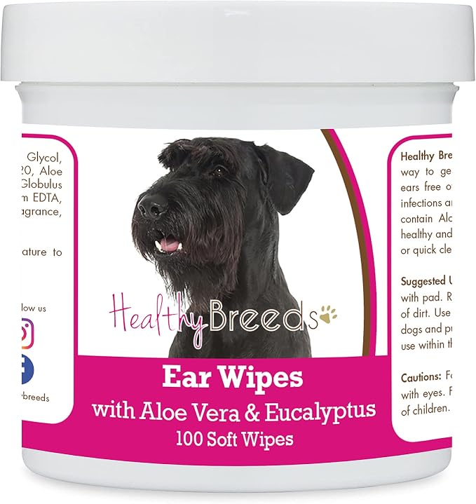 Healthy Breeds Giant Schnauzer Ear Cleaning Wipes with Aloe & Eucalyptus for Dogs 100 Count