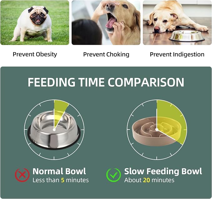 Havniva 8.2” Raised Slow Feeder Dog Bowls, 1.6 Cups Ceramic Dog Bowl Slow Feeding for Medium Breed, Elevated Puzzle Dog Food Bowl with Wooden Stand Non-Slip Anti-Gulping & Anti-Choking