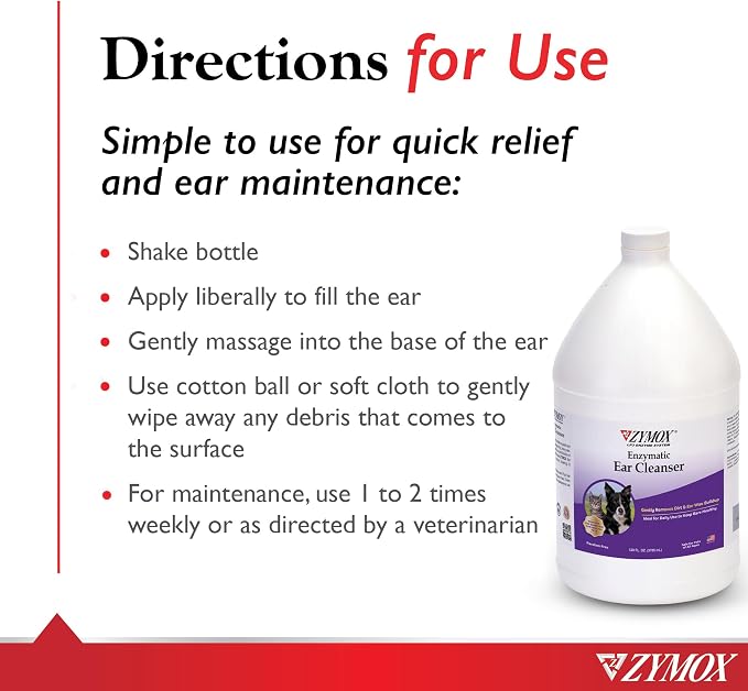 Zymox Ear Cleanser Solution for Dogs and Cats, 1 Gallon