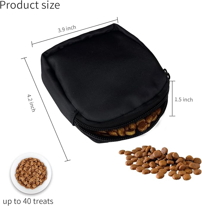 Dog Treat Pouch,Treat Pouches for Pet Training,Portable Snack Reward Dog Food Dispenser for Traveling or Outdoor Use，Black