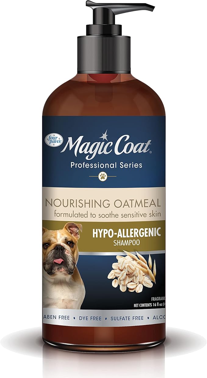Four Paws Magic Coat Nourishing Oatmeal Hypoallergenic Dog Shampoo, 16 oz | Fragrance-free, for dogs & cats, moisturizing dog wash for itchy dry skin, soothes sensitive skin, all coat types