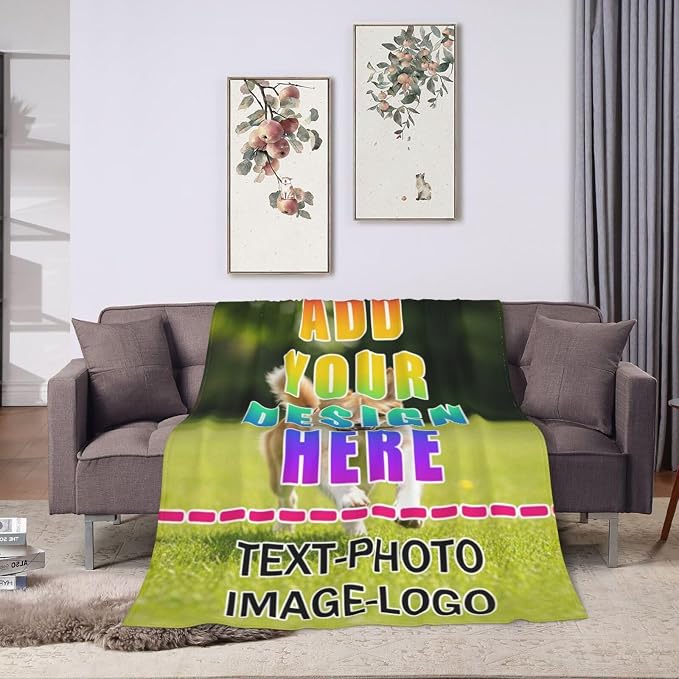 Nxwdwqa Personalized Dog Blanket Throws with Photos, Custom Pet Blanket, Dog Gifts for Pet Lovers, Customized Puppy Blanket for Adult Kid Birthday Christmas Fathers Mothers Valentines Gift