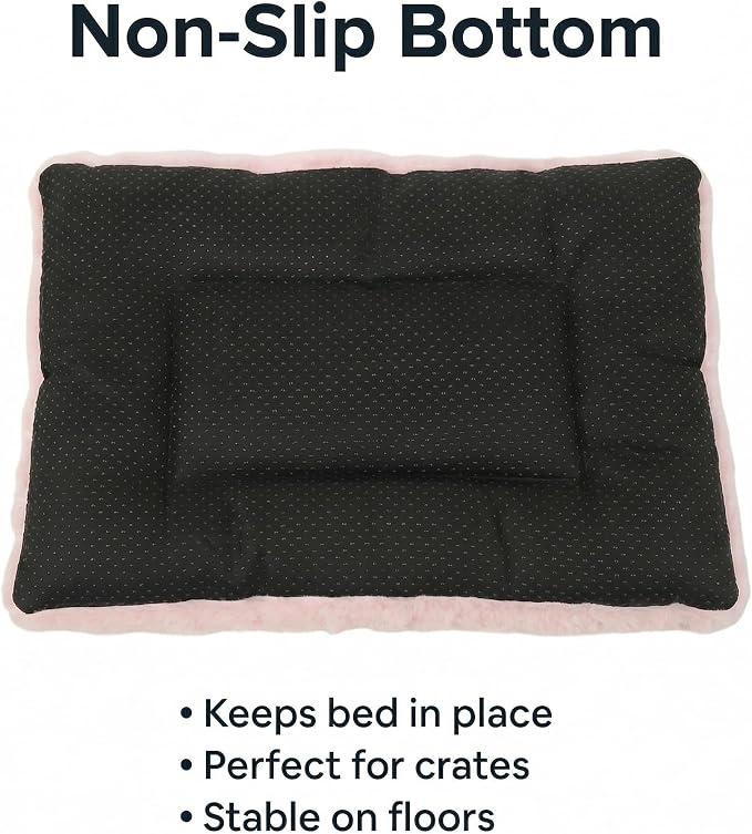 Dog Crate Bed 18x12 for Small Dogs,Washable Puppy Crate Mat with Non Slip Bottom,Soft Dog Crate Pad,Pink