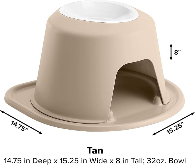 WeatherTech Single High Pet Feeding System w/Plastic Dog/Cat Bowls - 8" High Stand Tan (PSH3208TNTN)
