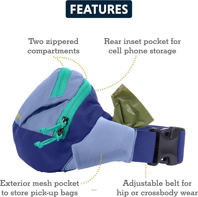 Ruffwear, Home Trail Hip Pack, Dog Walking Fanny Pack, River Rock Green | Crossbody with Adjustable Belt, Treat Pouch, Poop Bag Holder, Phone Pocket, Hands-Free for Training, Hiking, Running, Travel
