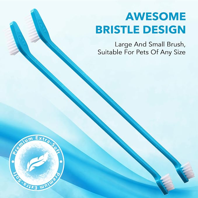 Boshel Pet Toothbrush, 2 Dog Tooth Brush with Dogs Finger Toothbrush for Small and Large Breeds, 3 Pack