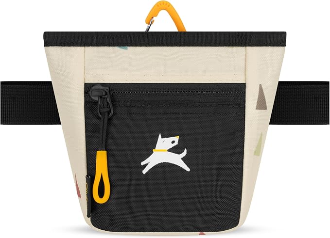 Goodie Treat Bag, Dog Treat Training Pouch | Magnetic Closure | 3 Ways to Wear | Hands-Free Waist Belt | Water-Resistant Recycled Vegan Fabric (Terrazzo)