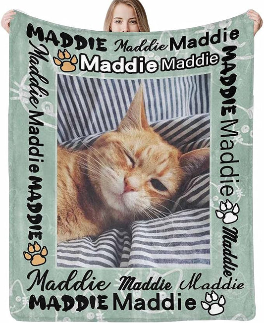Custom Photo Blanket Best Memorial for Your Pets - Personalized Cozy Fleece Throws Blanket with Picture Upload for Dogs Cats Family Friends