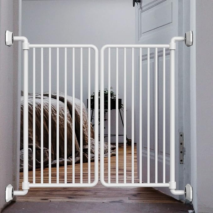ICERO - Baby Gate Wall Protector - Protect Walls & Doorways from Pet & Dog Gates - for Child Pressure Mounted Stair Safety Gate- 4 Pack, White