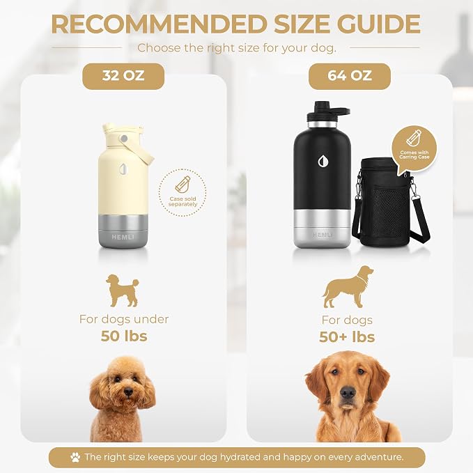 32 oz. Dog Water Bottle, Insulated Dog Travel Water Bottle, Stainless Steel Pet Water Bottle Dispenser Portable Food and Water Bowl for Dogs for Walking Dog Canteen Travel Kit