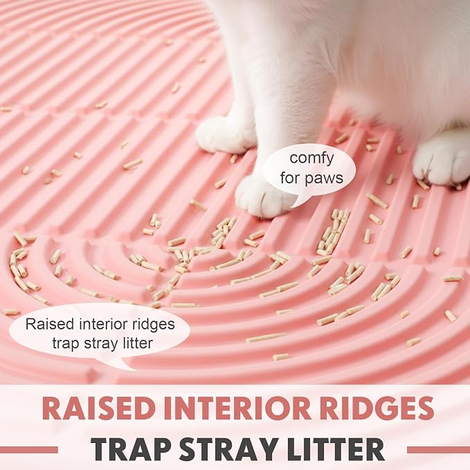 Pink 40"x 28" Cat Litter Mat Extra Large Waterproof Litter Box Mat Kitten Pet Trapping Rug Pad Easy to Clean Trapping Pad to Keep The Floor Clean for Multiple Pets Indoor Floor