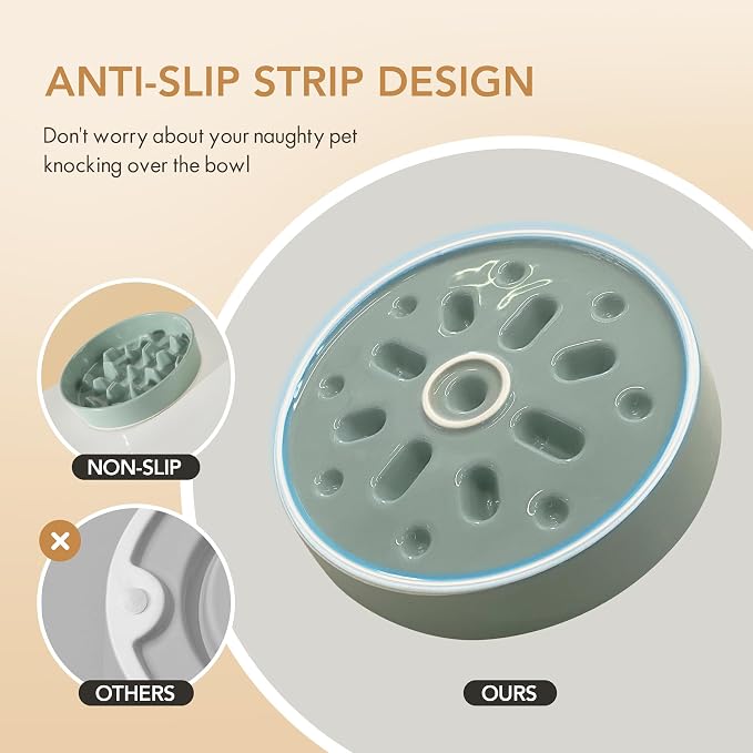 Havniva Ceramic Slow Feeder Dog Bowls, 3.2 Cups Dog Bowl Slow Feeding for Medium and Large Breed, 9.5inch Puzzle Dog Food Bowl Slow Feeder Non-Slip Anti-Gulping and Anti-Choking Reduces Bloating