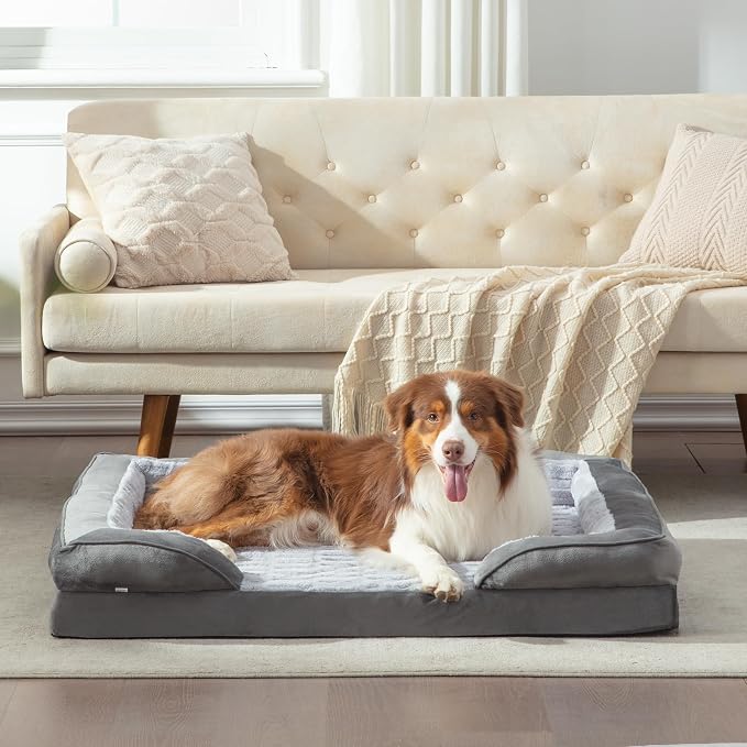 FURTIME Orthopedic Dog Bed for Medium Size Dog, Waterproof Dog Beds, 35x25x6.5 Supportive Foam Pet Couch Bed with Removable Washable Cover and Nonskid Bottom